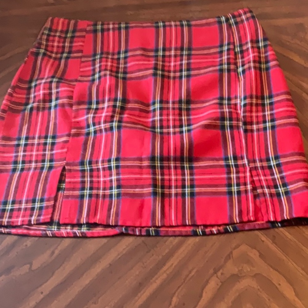 Red Plaid Mini Skirt